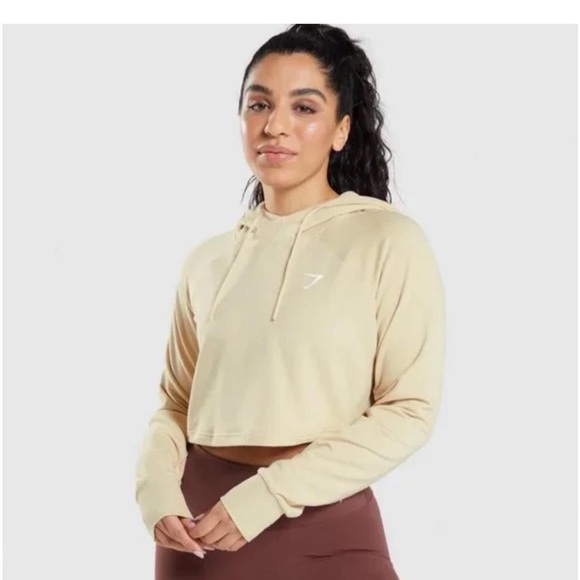 Gymshark Adapt Beige Cropped Hoodie - Picture 1 of 3